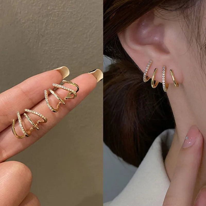 Crystal Rhinestone Claw Stud Earrings