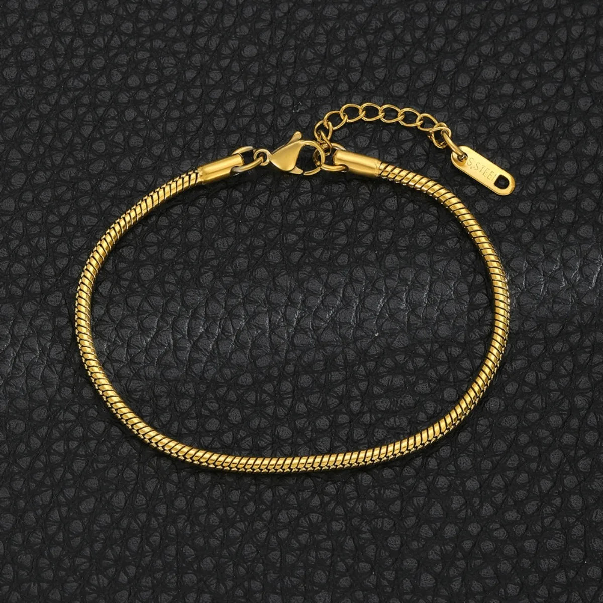 Round Bone Chain Bracelet Stainless Steel Golden and Silvery Snake Bone Chain Bracelets