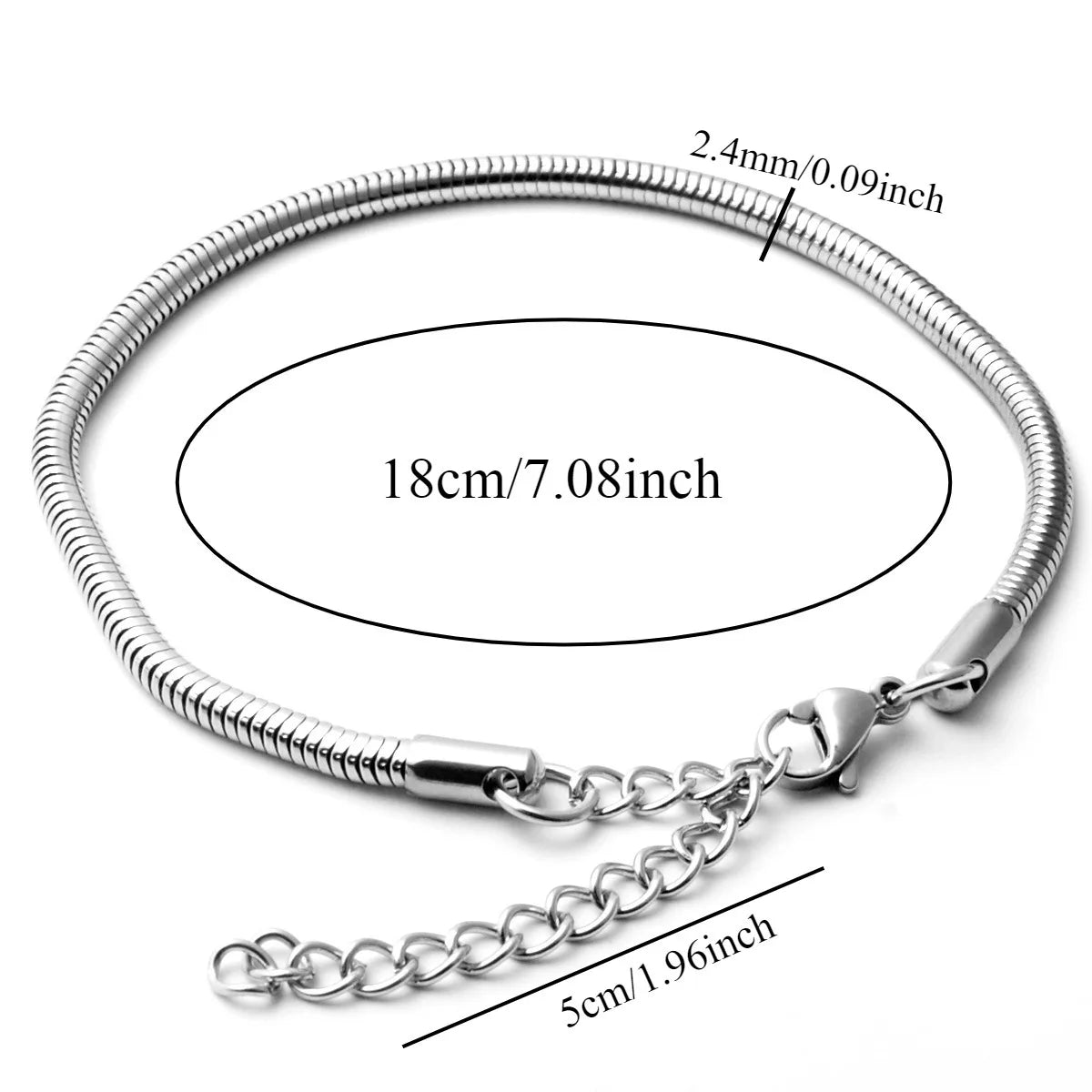 Round Bone Chain Bracelet Stainless Steel Golden and Silvery Snake Bone Chain Bracelets