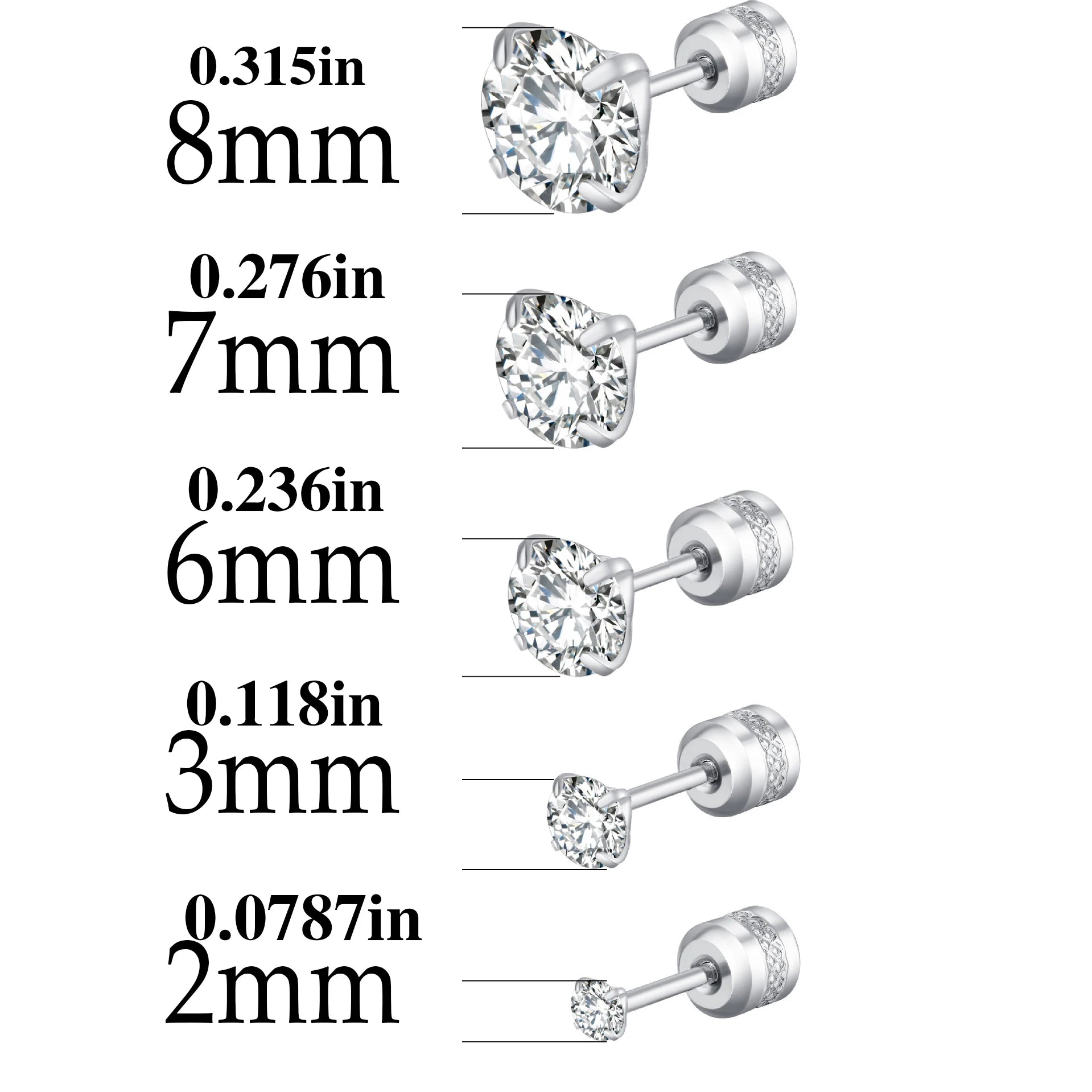 Titanium Steel Zircon Stud Earrings