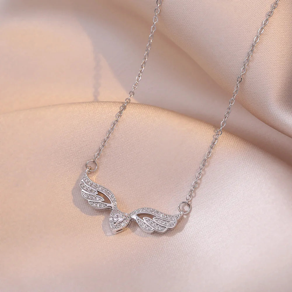 Stainless Steel Gold Color Dragonfly Wings Necklaces For Women