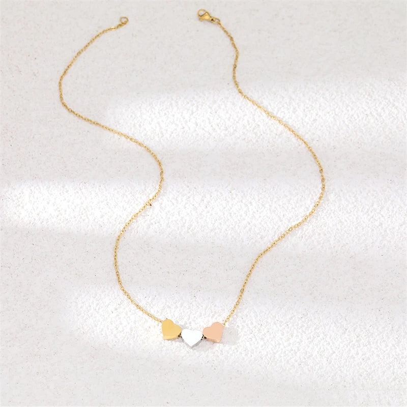 Colliers pendentifs cœur en acier inoxydable doré et argenté