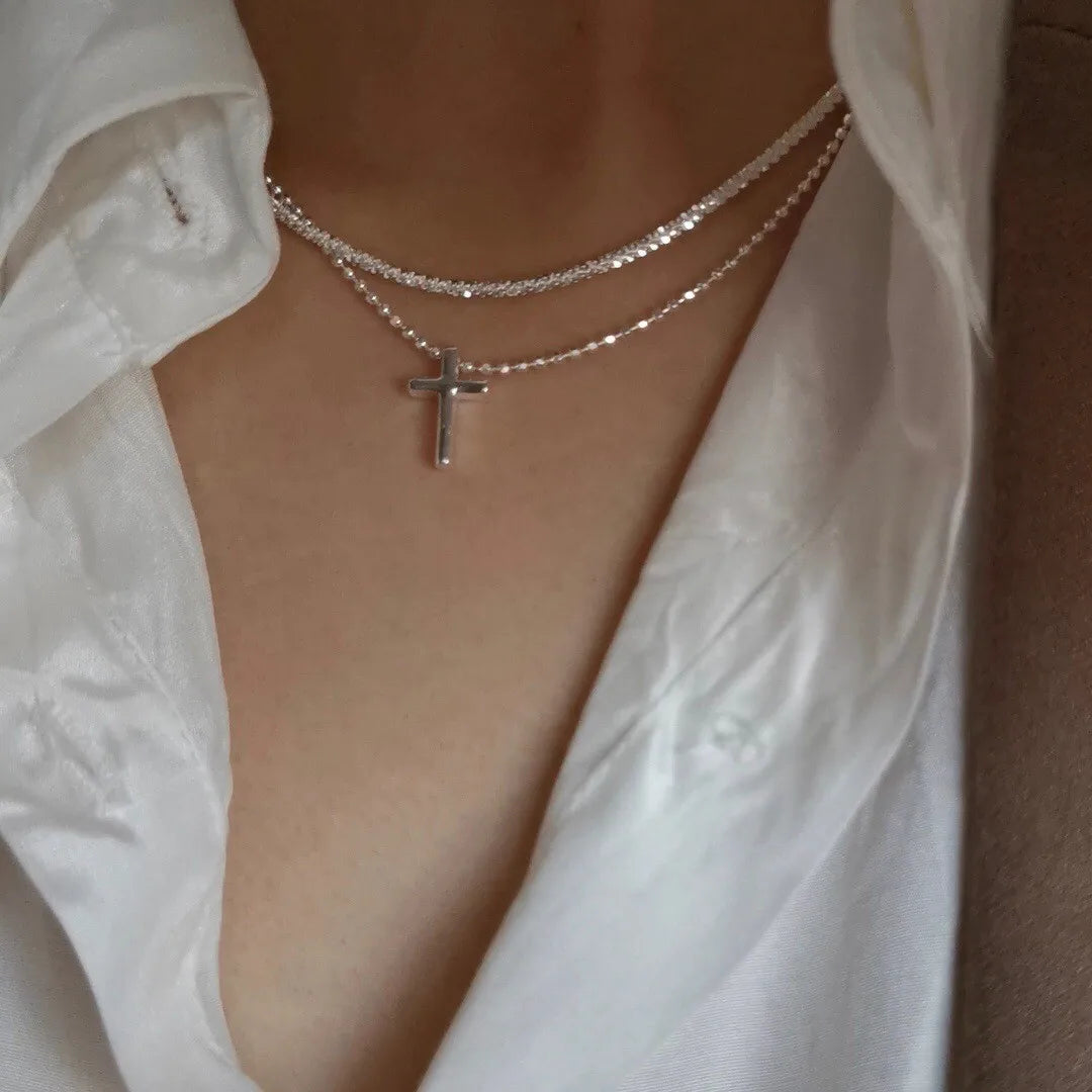 Silver Color Sparkling Clavicle Chain Choker Necklace