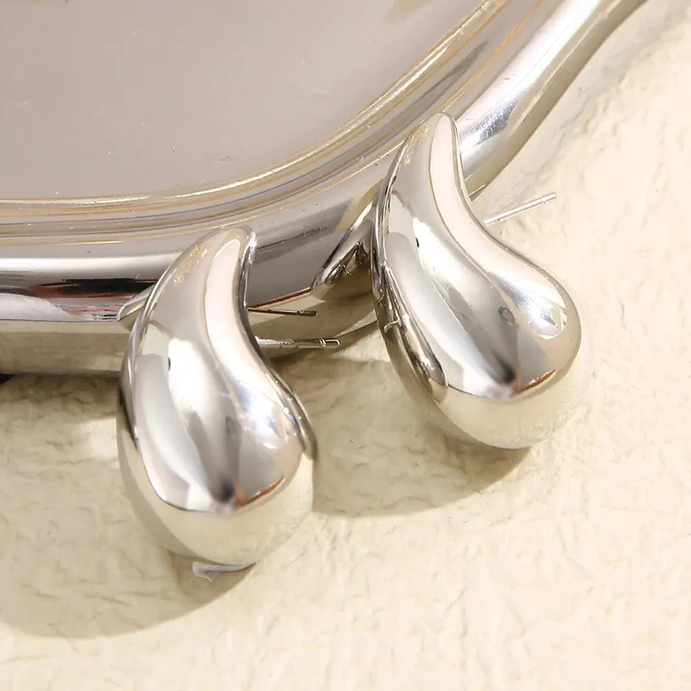 Gold Plated Teardrop Stud Earrings