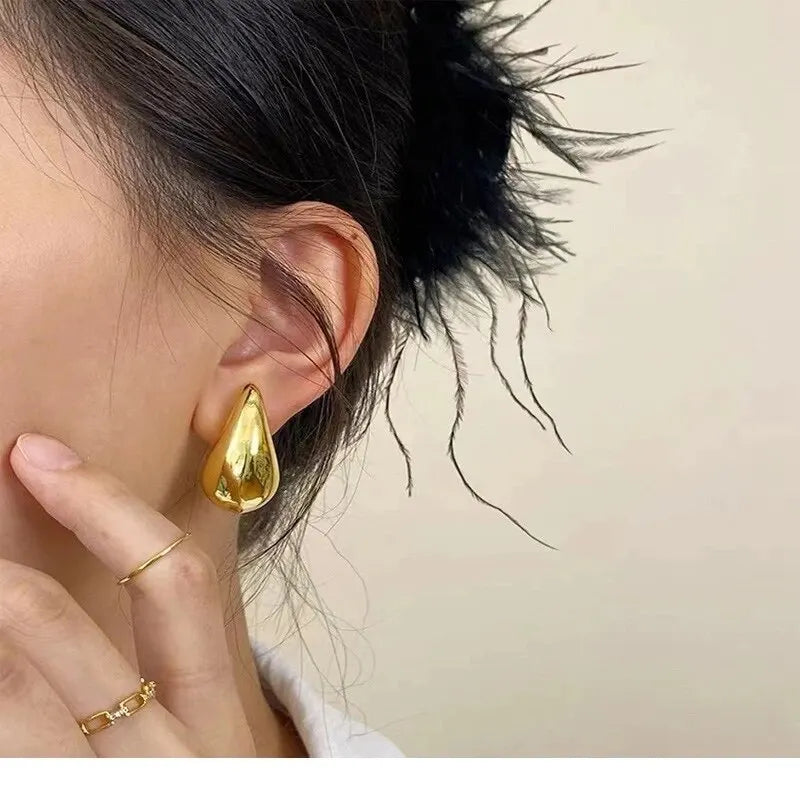 Gold Plated Teardrop Stud Earrings