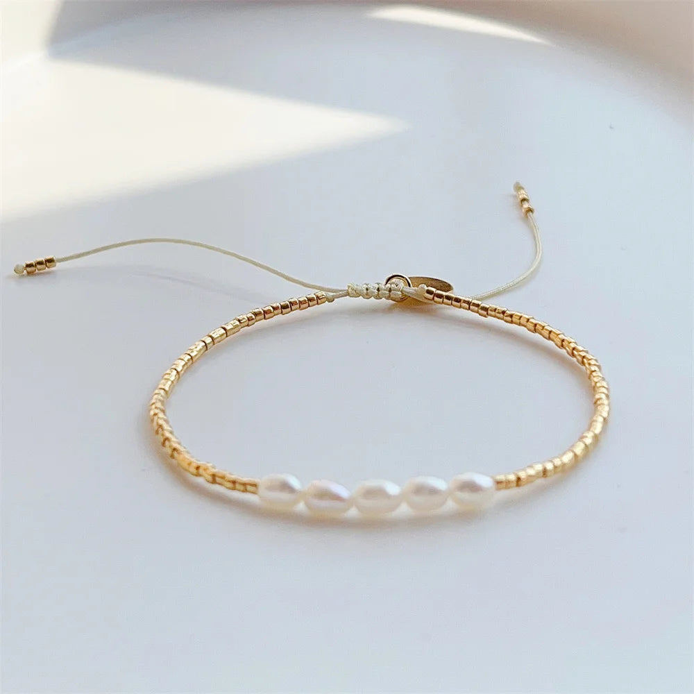 Gold Color Miyuki Beads Natural Pearl Bracelets Jewelry