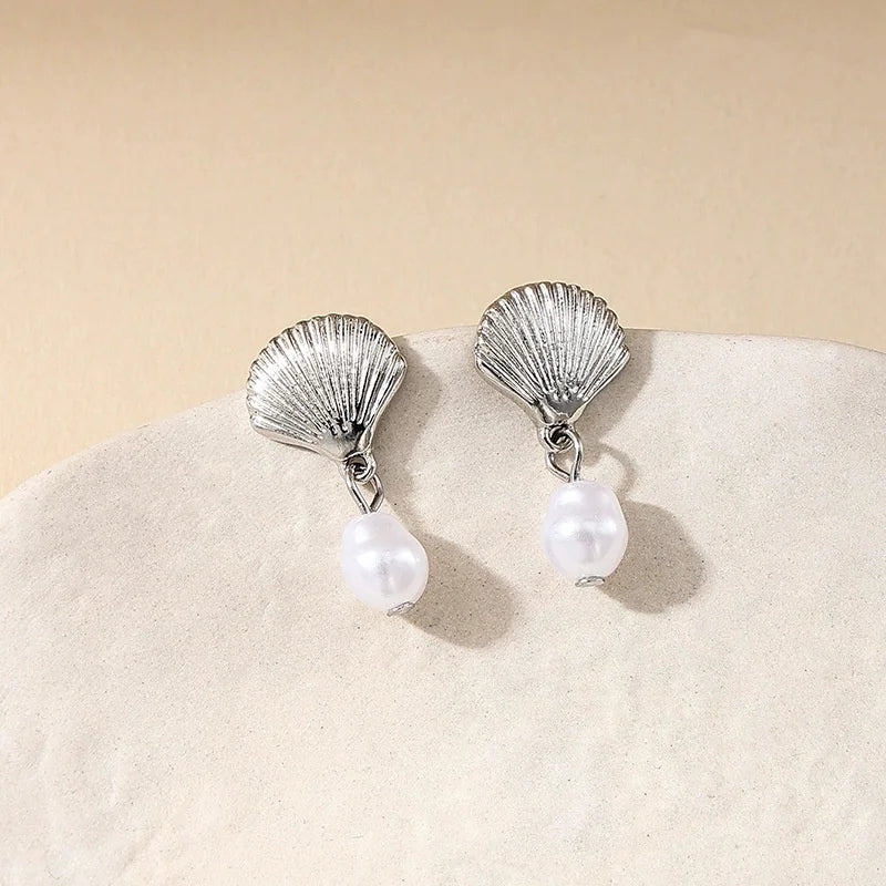 Starfish Pearl Drop Earrings