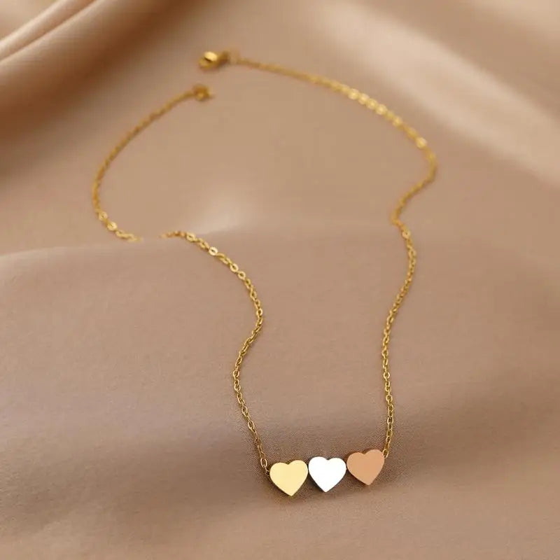 Stainless Steel Gold Silver Heart Pendant Necklaces