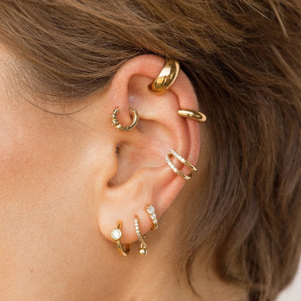 Stainless Steel Gold Silver Earcuff Earrings