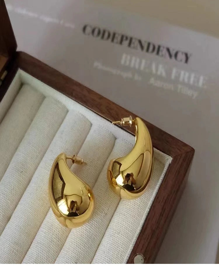 Gold Plated Teardrop Stud Earrings