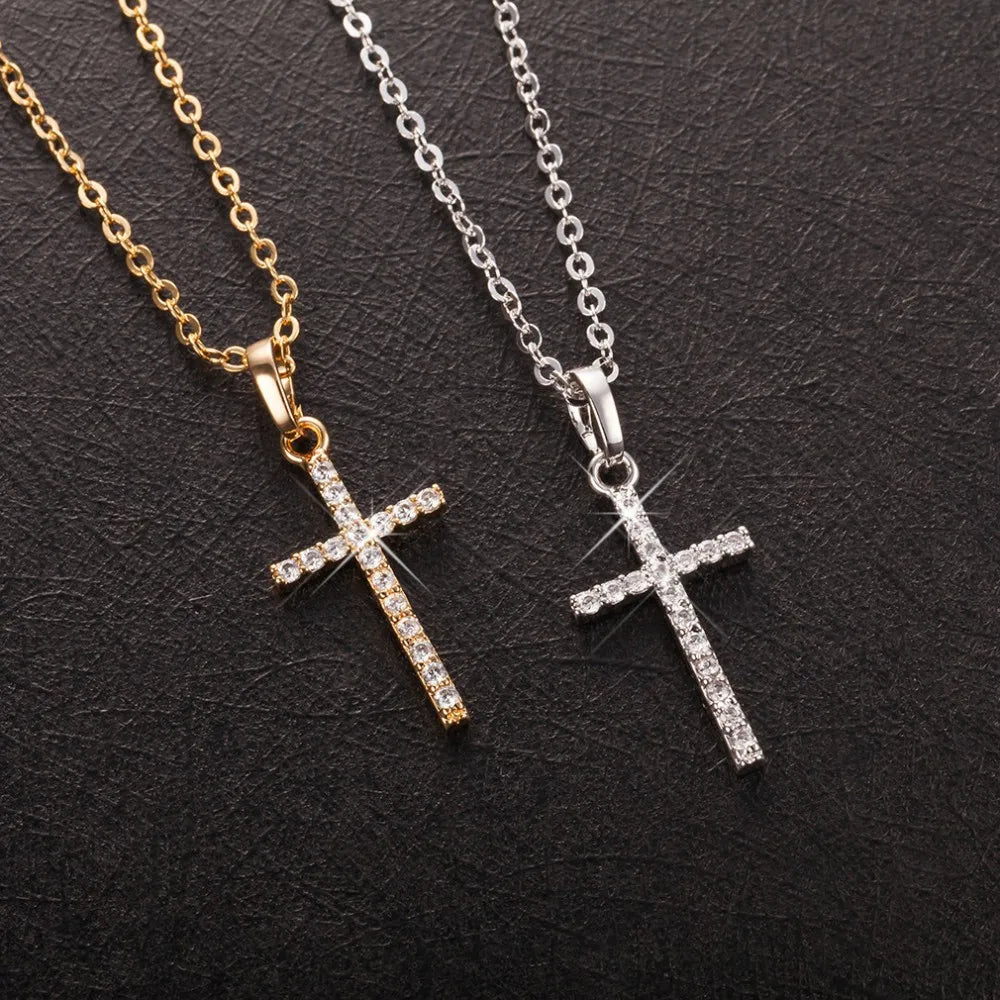 Cross Pendant Rhinestone Adjustable Necklaces