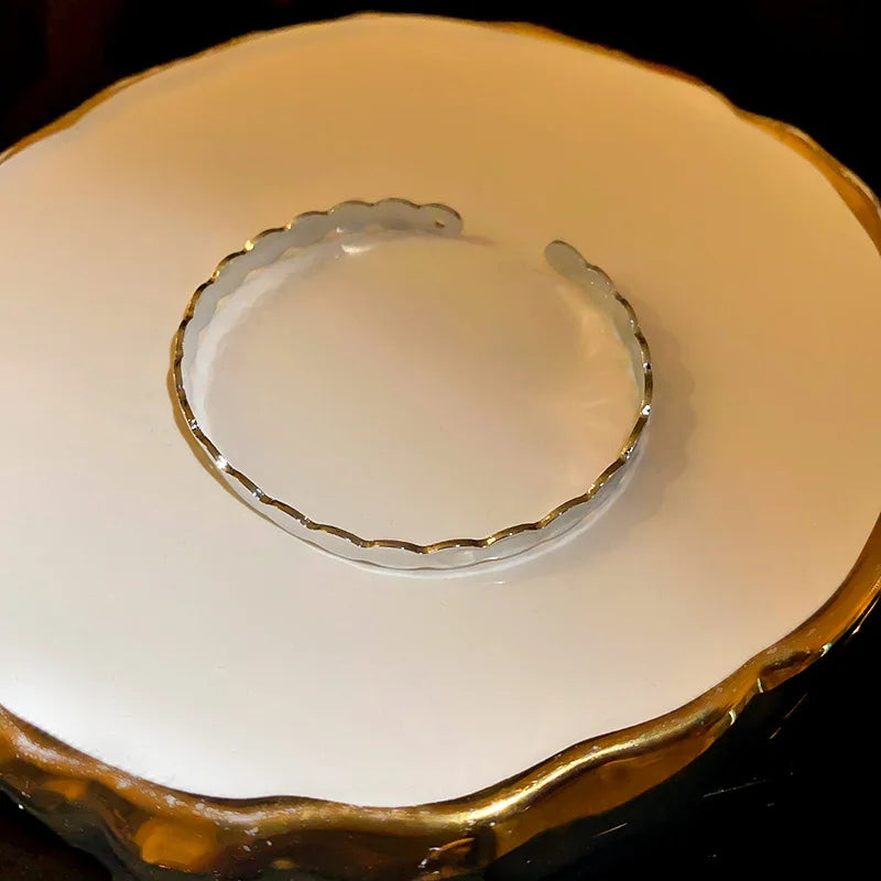 Vintage Punk Gold Color C- shaped Bamboo Opening Bracelet